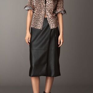 NWT Maeve Faux Leather Wrap Midi Skirt